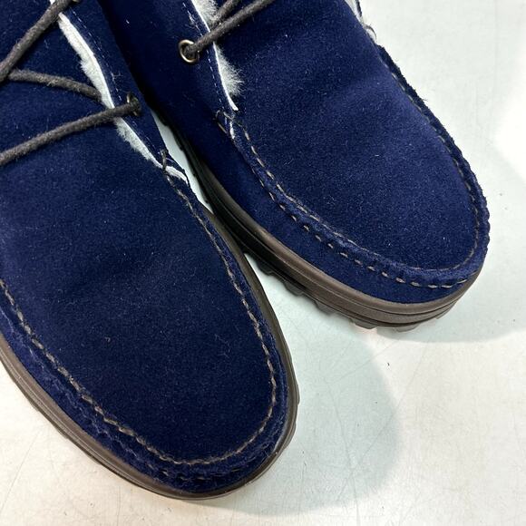 NWOT Quoddy Men's Huggeur Chukka Navy Blue Suede Shearling Lined Vibram 8 - Picture 8 of 12
